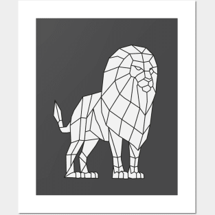 Origami Low Poly Lion on White Posters and Art